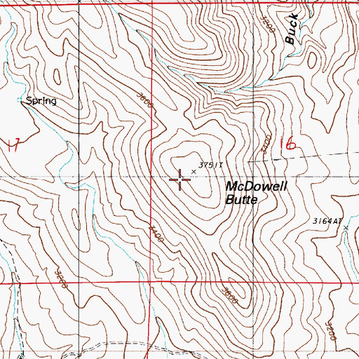 Topographic Map of McDowell Butte, OR