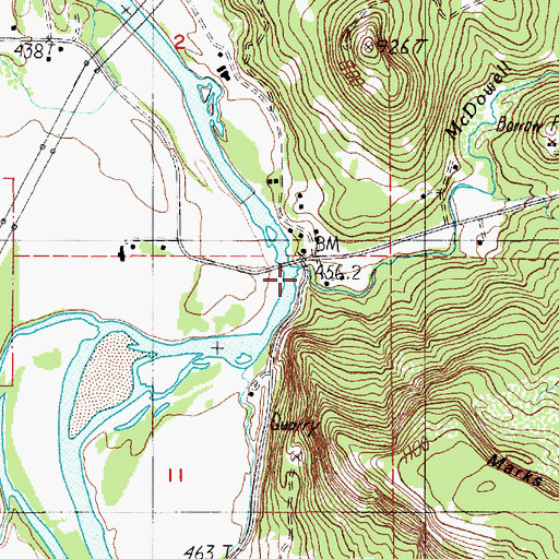 Topographic Map of McDowell Creek, OR