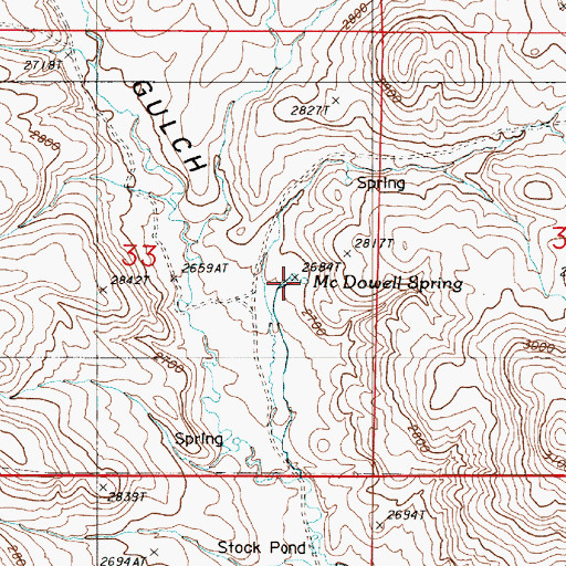 Topographic Map of McDowell Spring, OR