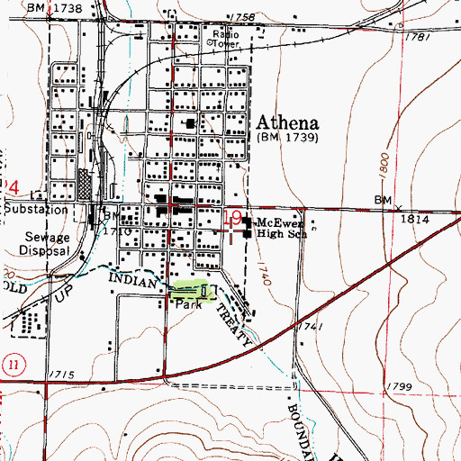 Topographic Map of Weston - McEwen High School, OR