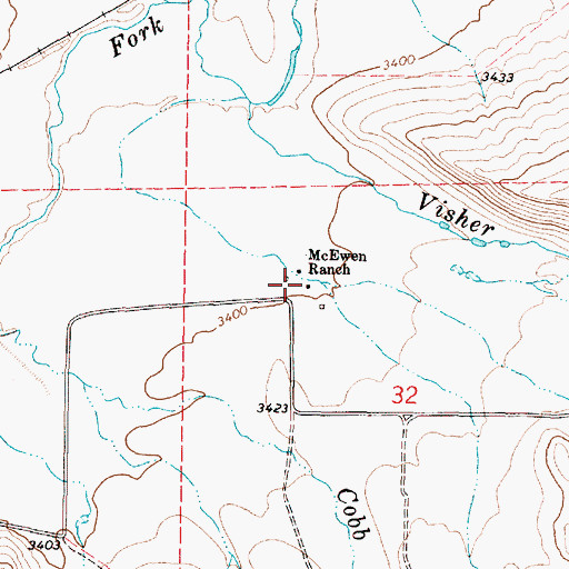 Topographic Map of McEwen Ranch, OR