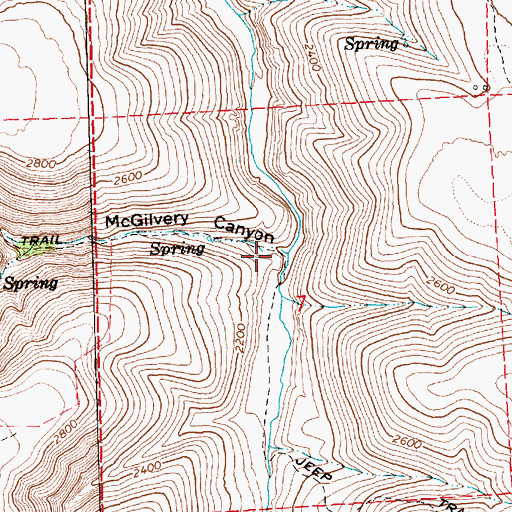 Topographic Map of McGilvery Canyon, OR