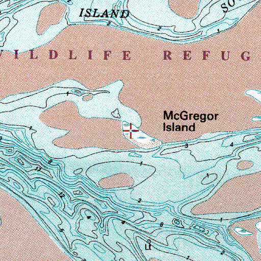 Topographic Map of McGregor Island, OR