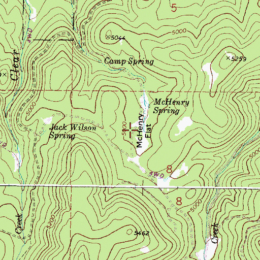 Topographic Map of McHenry Flat, OR