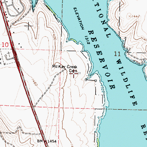 Topographic Map of McKay Creek Cemetery, OR