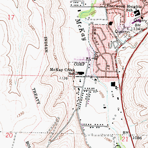 Topographic Map of McKay Creek Elementary School, OR