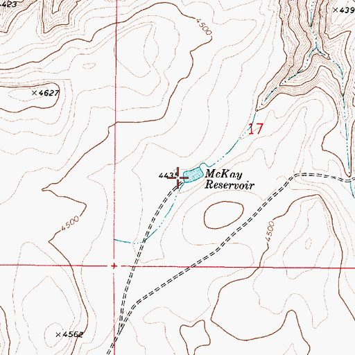 Topographic Map of McKay Reservoir, OR