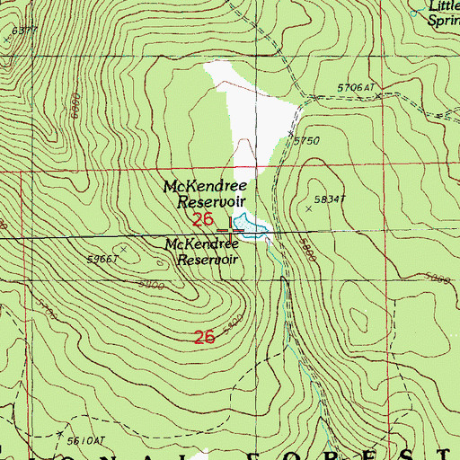 Topographic Map of McKendree Reservoir, OR