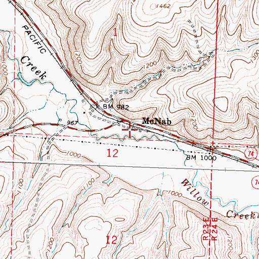 Topographic Map of McNab, OR