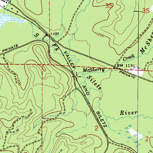 Topographic Map of McSheery Creek, OR