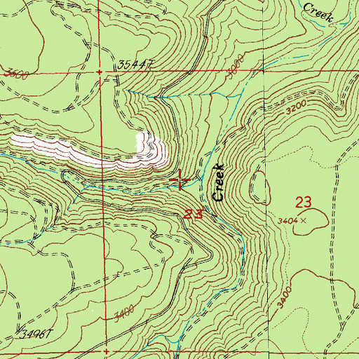 Topographic Map of Meadow Creek, OR