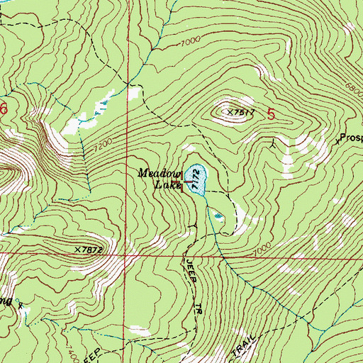 Topographic Map of Meadow Lake, OR