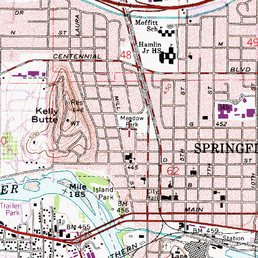 Topographic Map of Meadow Park, OR