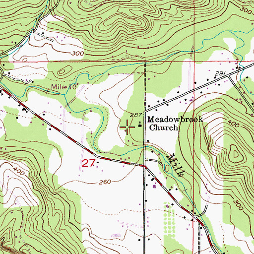 Topographic Map of Meadowbrook Church, OR