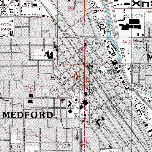 Topographic Map of Medford, OR