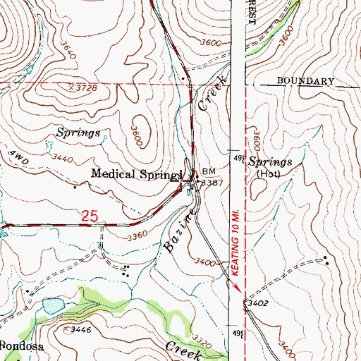 Topographic Map of Medical Springs, OR