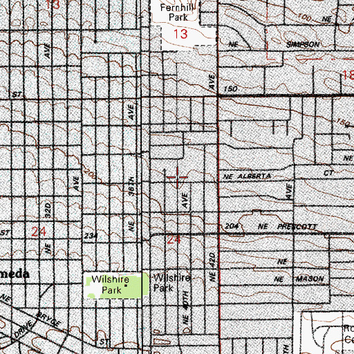 Topographic Map of Alliance High School, OR