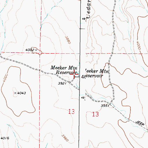 Topographic Map of Meeker Mountain Reservoir, OR