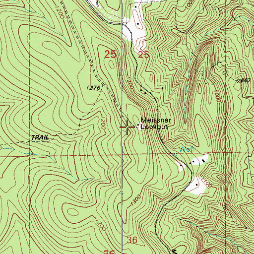 Topographic Map of Meissner Lookout, OR