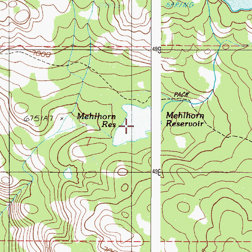 Topographic Map of Mehlhorn Reservoir, OR