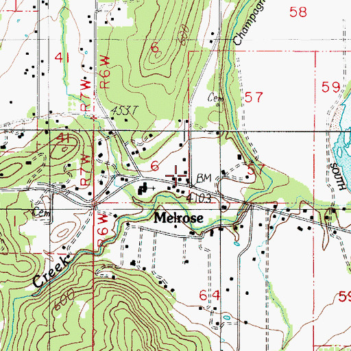 Topographic Map of Melrose, OR