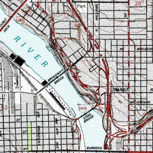 Topographic Map of Memorial Coliseum, OR