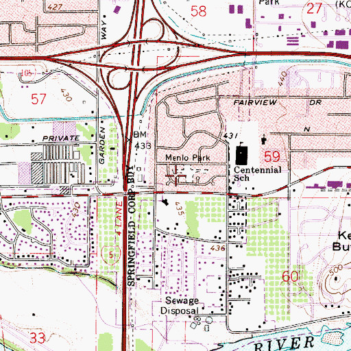 Topographic Map of Menlo Park, OR
