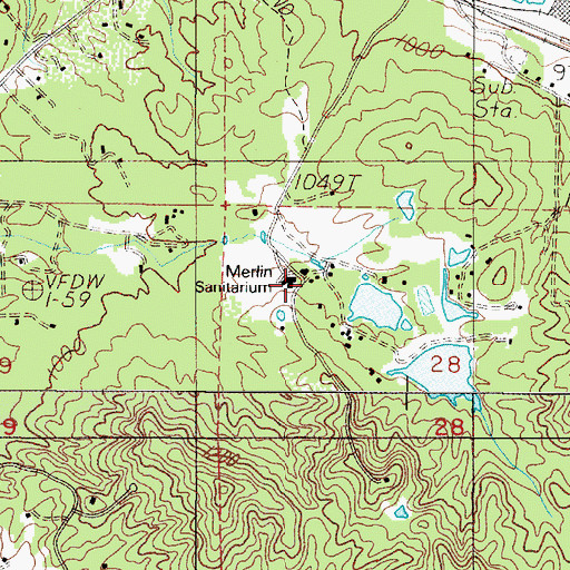 Topographic Map of Merlin Sanitarium, OR