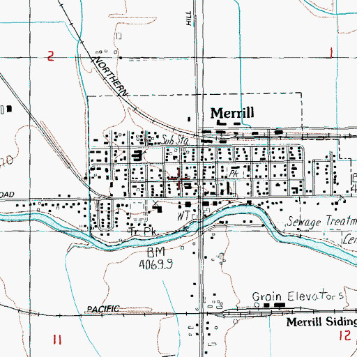 Topographic Map of Merrill, OR
