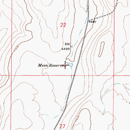 Topographic Map of Mesa Reservoir, OR