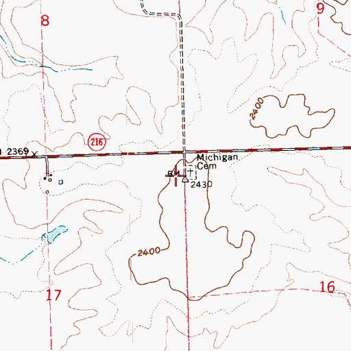 Topographic Map of Michigan Cemetery, OR