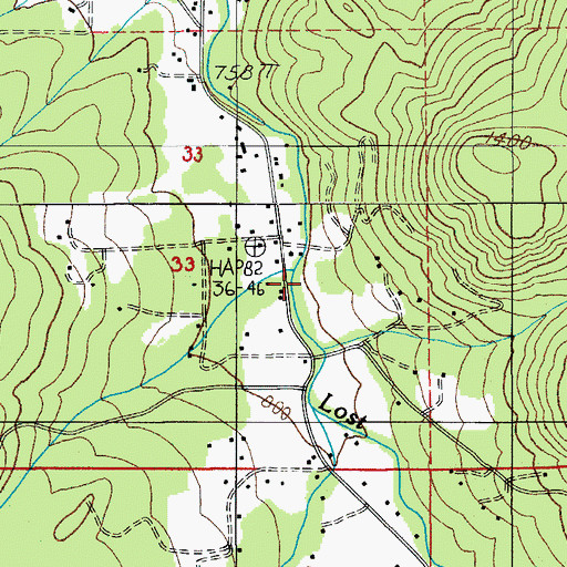 Topographic Map of Middle Creek, OR