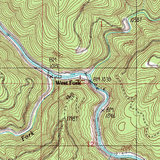 Topographic Map of Middle Creek, OR