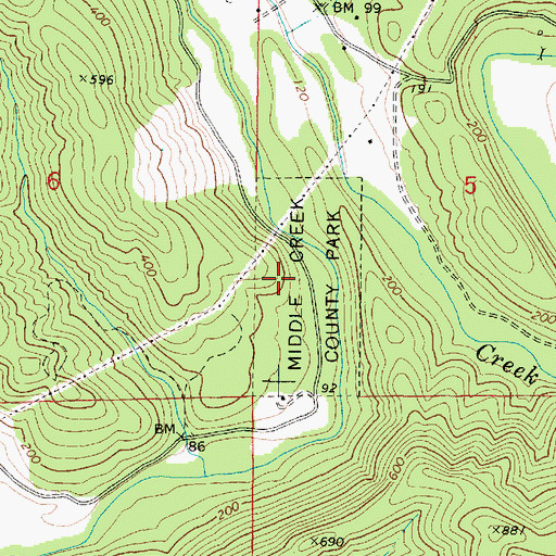 Topographic Map of Middle Creek County Park, OR