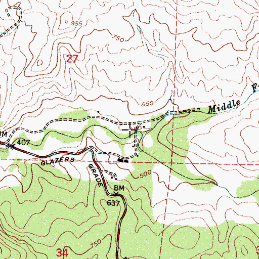 Topographic Map of Middle Fork North Fork Klaskanine River, OR