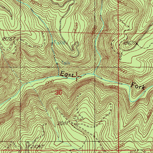 Topographic Map of Middle Fork Brummit Creek, OR