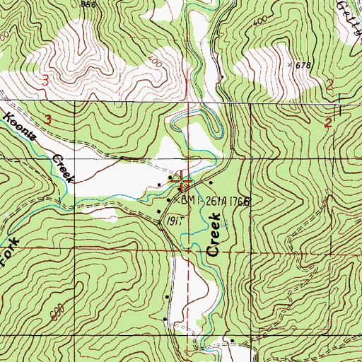 Topographic Map of Middle Fork Catching Creek, OR
