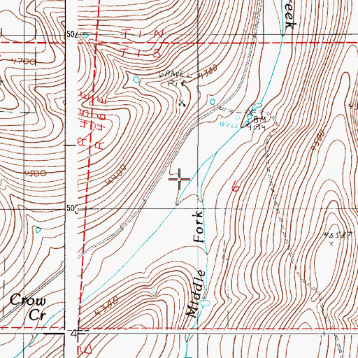 Topographic Map of Middle Fork Crow Creek, OR