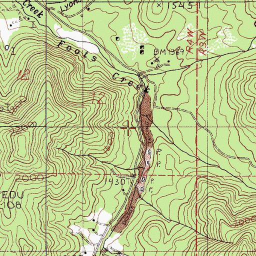 Topographic Map of Middle Fork Foots Creek, OR