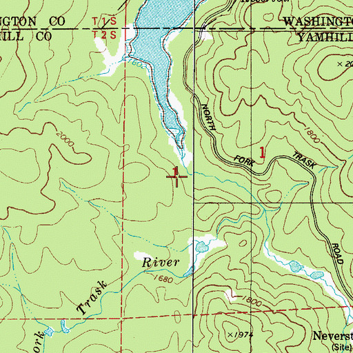 Topographic Map of Middle Fork North Fork Trask River, OR