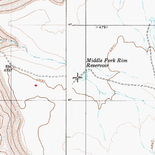 Topographic Map of Middle Fork Rim Reservoir, OR