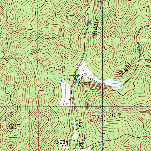 Topographic Map of Middle Fork Sardine Creek, OR