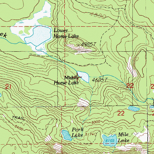 Topographic Map of Middle Horse Lake, OR