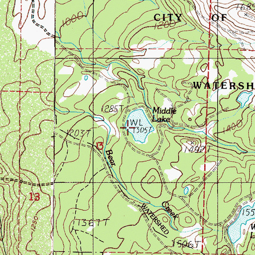 Topographic Map of Middle Lake, OR