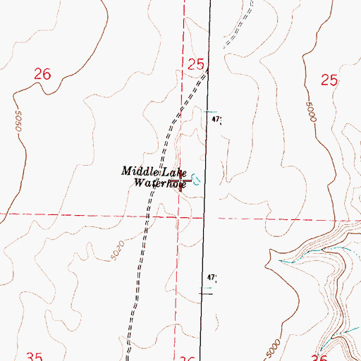 Topographic Map of Middle Lake Waterhole, OR