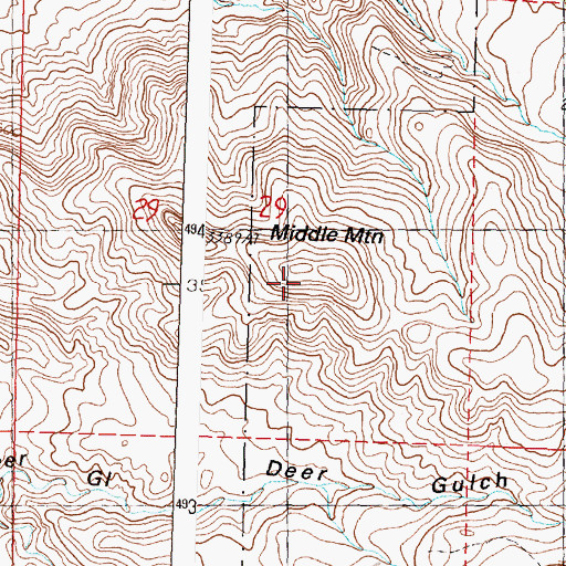 Topographic Map of Middle Mountain, OR