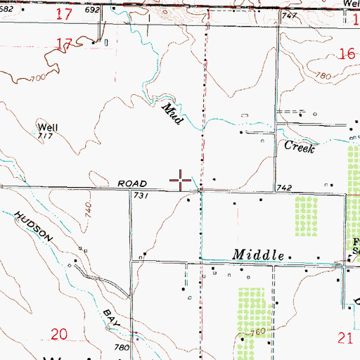 Topographic Map of Middle Mud Creek, OR