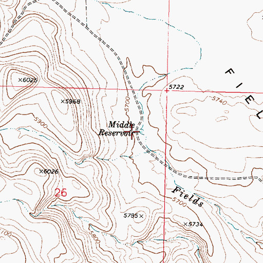 Topographic Map of Middle Reservoir, OR