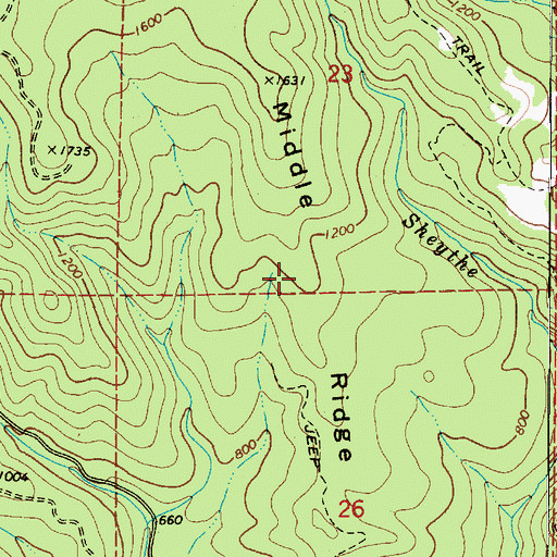 Topographic Map of Middle Ridge, OR