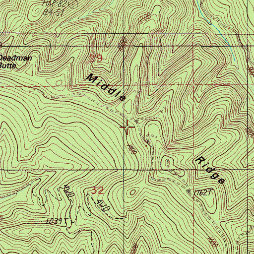 Topographic Map of Middle Ridge, OR